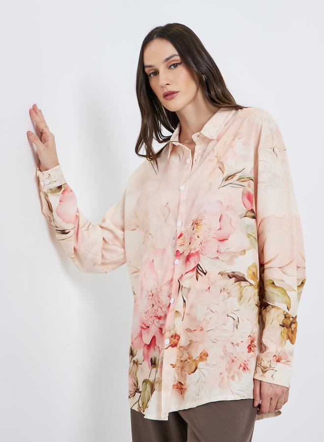 ستايلي قميص بأكمام طويلة وطبعة زهور - Image 2